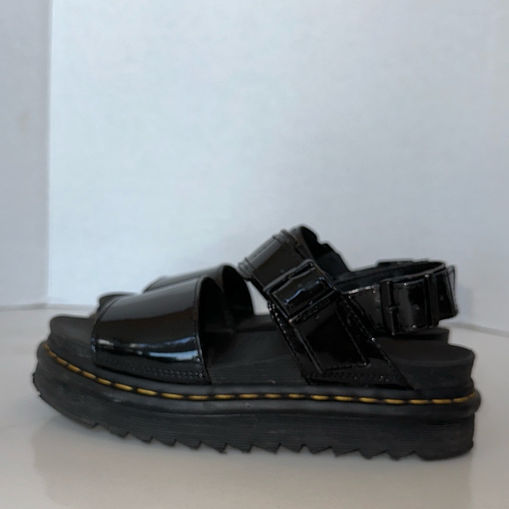 Dr. Martens VOSS Patent Leather Strap Sandals in Black Lampe - Picture 9 of 16